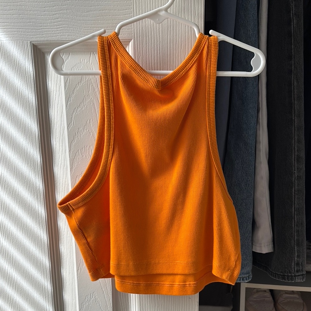 Orange Ribbed Tank Top - Picture 2 of 3